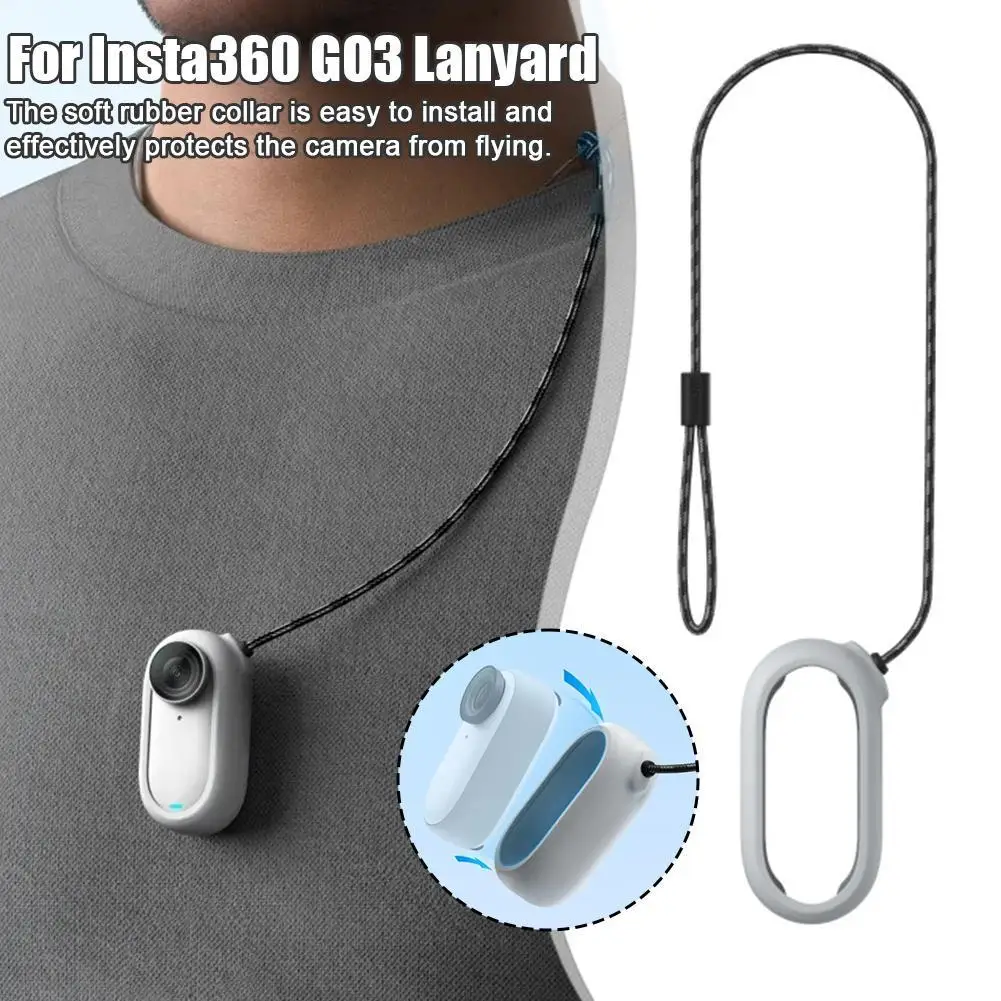 

For Insta360 GO 3 Neck Anti Loss Rope Silicone Sleeve Hanging Safety Cord For Insta360 Go 3 Accessories
