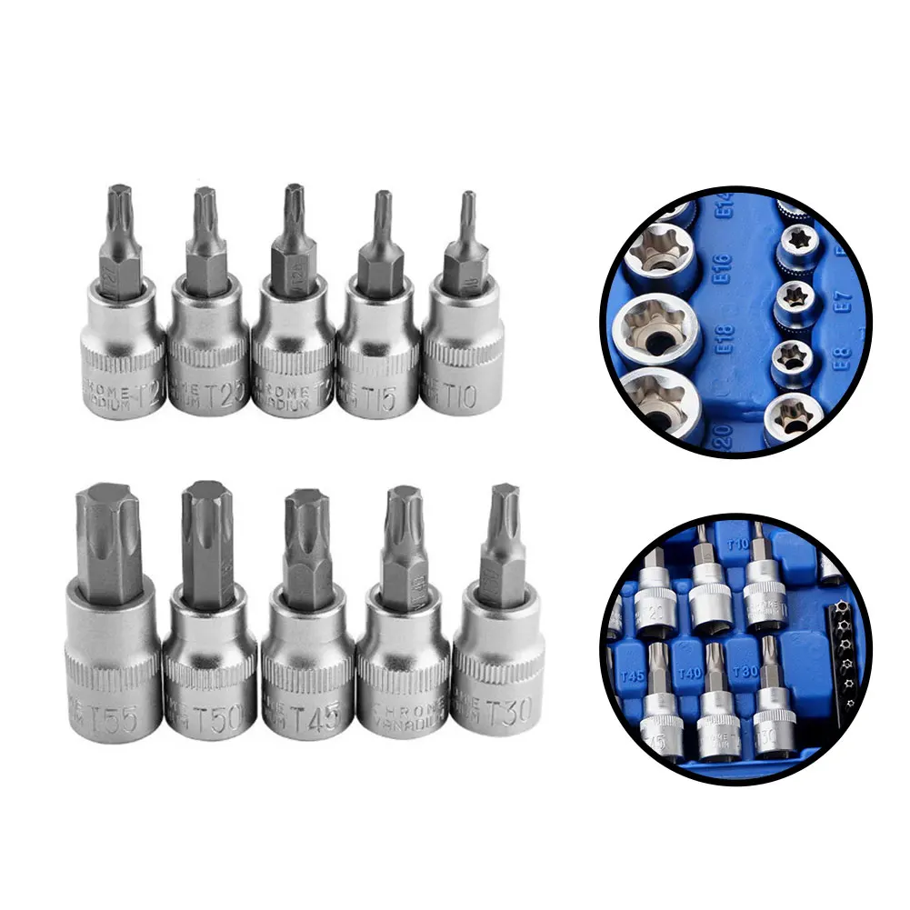 

Brand New Home Torx Sockets Hand Tools Chrome Vanadium Steel Drive External Torque E-Security Bits Male Female