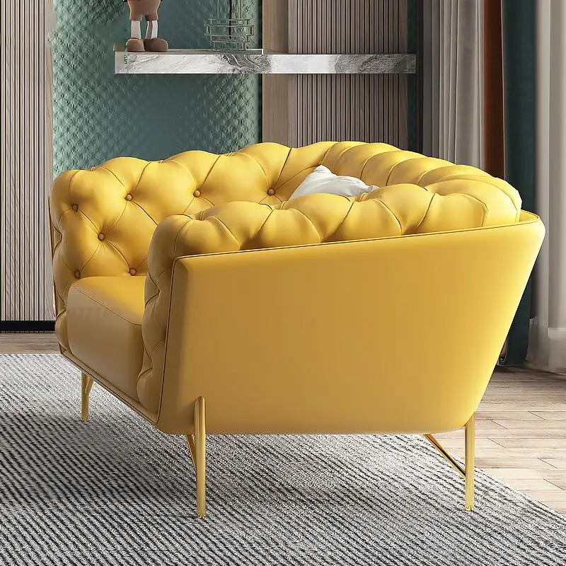 Roodtuo Leather Sofa For Living Room White Button Quilted Design Soft Гостиная Мебель в Современном Стиле