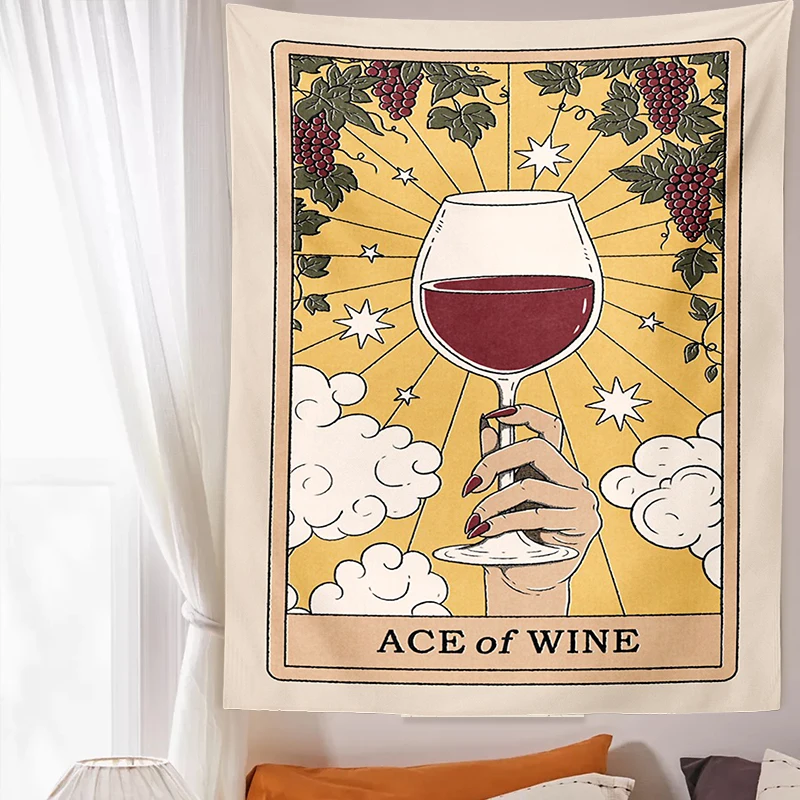 

Wine Cup In Hand Tarot Cat Paws Tapestry Tarot Bohemian Witchcraft Decoration Home Decoration Mattress Girls Dorm Room Decor