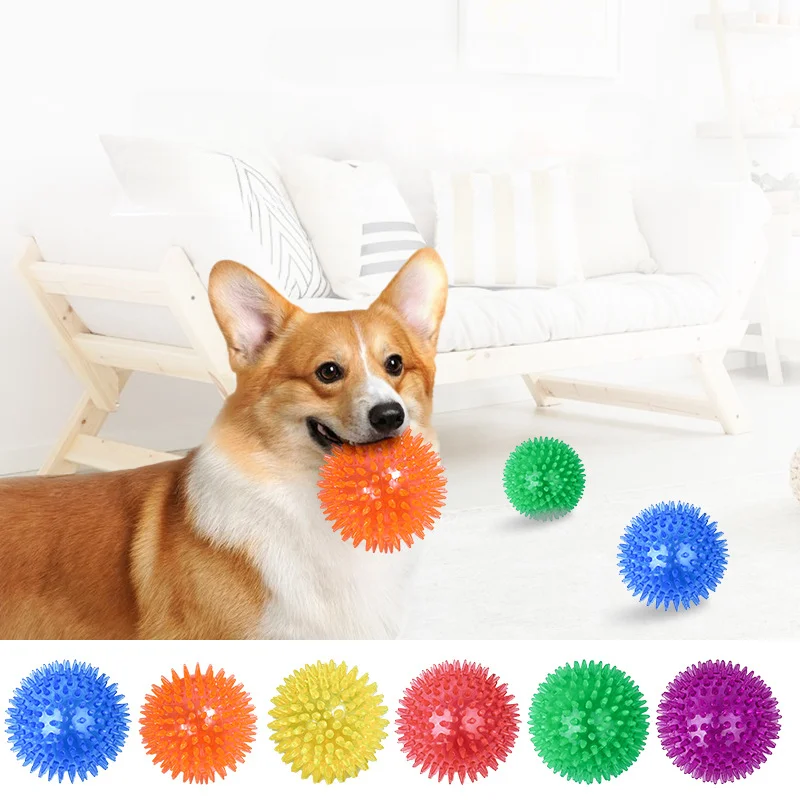 

6/9/11cm Dog Squeaky Ball Pet Chew Toy with Sounding Puppy Resistant To Bite Cleaning Teething Molar Ball Pet Training Supplies