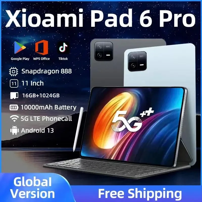 2024 Новая оригинальная глобальная версия Pad 6 Pro Планшетный ПК Snapdragon 888 Android 13 10000 мАч