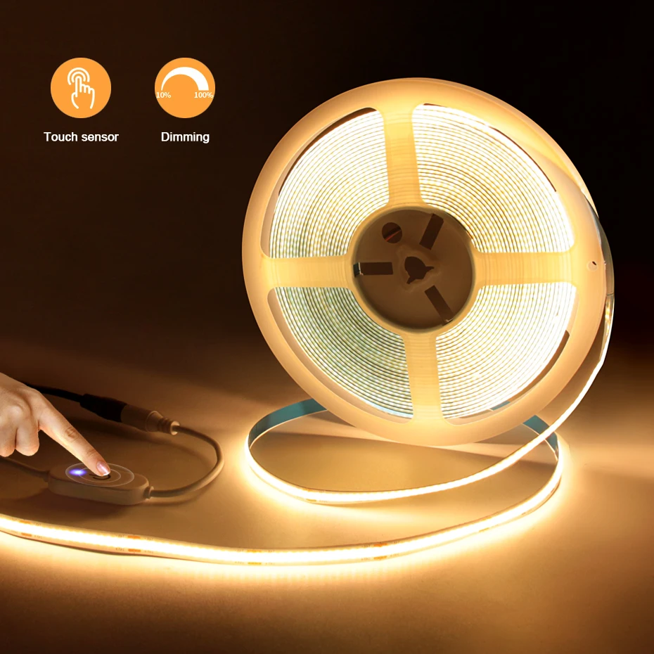 

2M 5M 10M 24V COB Led Strip Lights 320LEDs/m With Touch Sensor/Hand Sweep Sensor Dimmable Flexible COB Tape Light EU/US/AU/UK