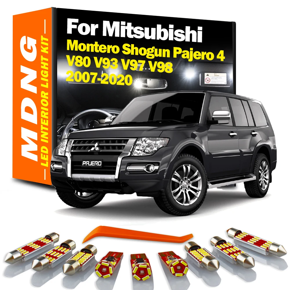 MDNG 15Pcs For Mitsubishi Montero Shogun Pajero 4 V80 V93 V97 V98 2007-2020 Canbus Vehicle LED Interior Light Kit Car Led Bulbs