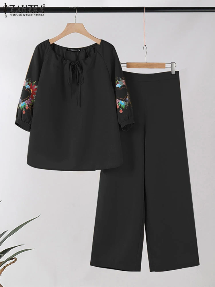 Осень 2024 спортивные костюмы ZANZEA женские комплекты из 2 предметов блузка с