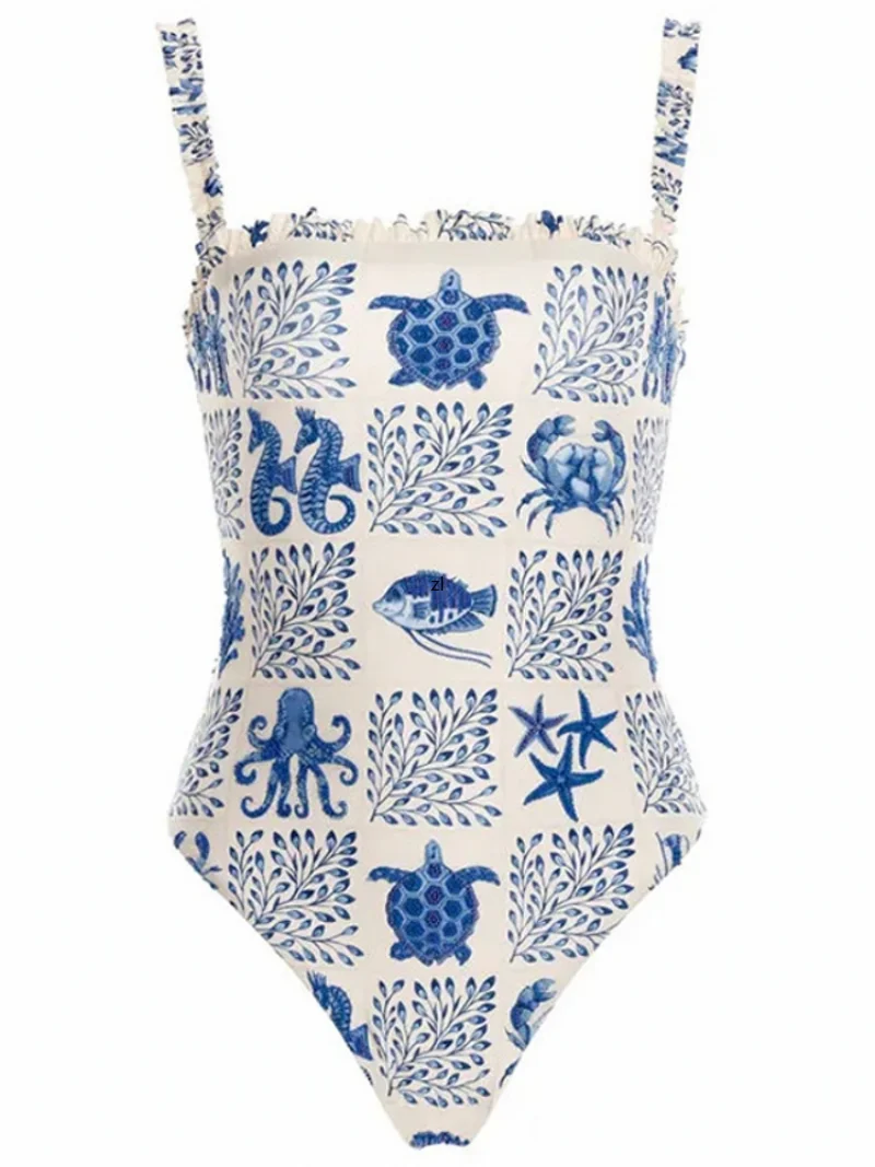 Vintage Women Swimwear One Piece Swimsuit Luxury Bikini Backless Beach Dress Designer Bathing Suit Summer Surf Wear Beachwear