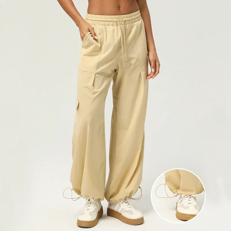 Женские брюки-карго однотонные свободные дышащие спортивные штаны брюки для