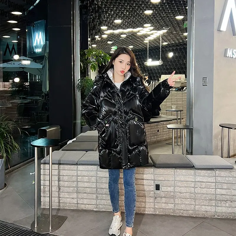 2023 New Winter Women Jacket Gilding Korean Fashion Parkas Super Hot Coats Hooded Long Cotton Padded Jacket Warm Coats