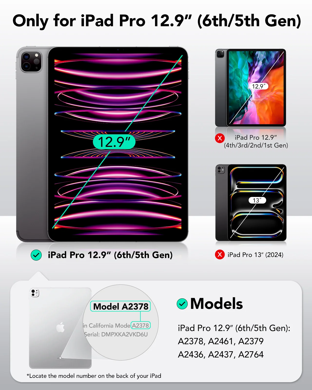 Фото Съемный магнитный чехол ESR для iPad Pro 12,9 дюймов 5-го поколения (2021), чехол серии Rebound 360, iPad Pro 12,9 дюйма, 6-го поколения №2