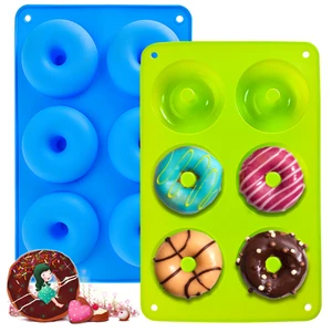 Donut Mold Silicone Chocolate Mold Pastry Bread Cake Mold Non-Stick Baking Mold DIY Baking Tray Doughnut Dessert Making Tools