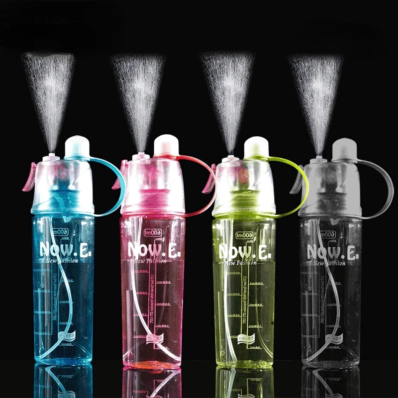 

New 400/600Ml 3 Color Solid Plastic Spray Cool Summer Sport Water Bottle Portable Climbing Outdoor Bike Shaker Bottles