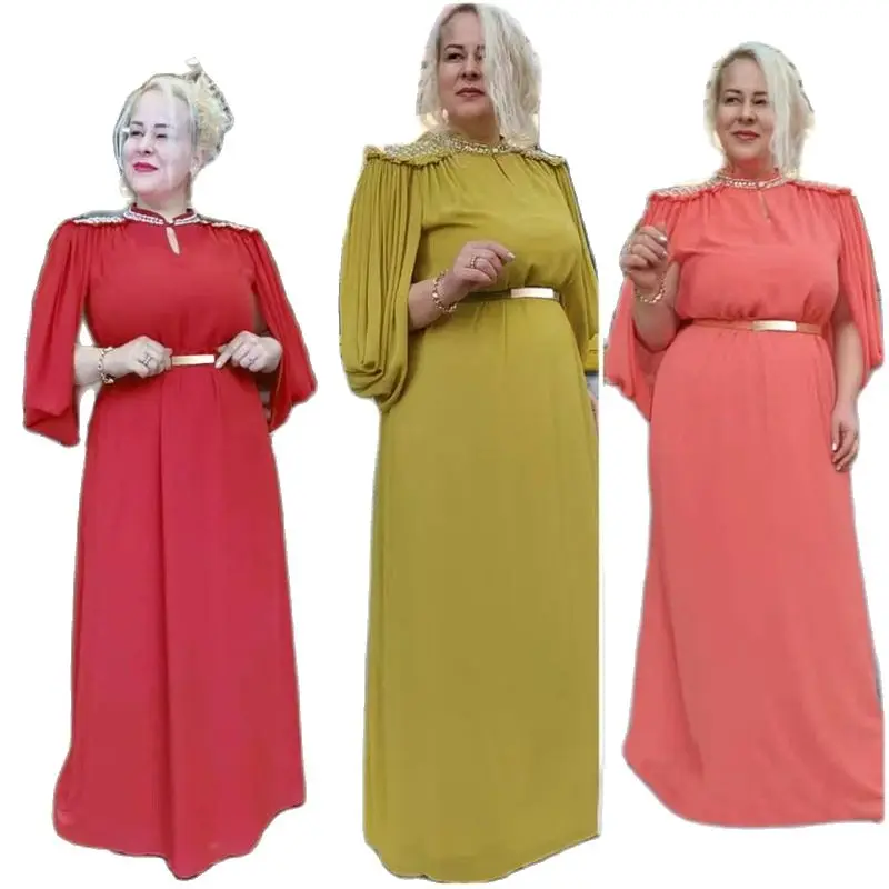 

2022 Summer Dresses For Women African Print Chiffon Abaya Ankara Dashiki Maxi Dress Long Sleeve Elegant Ladies Clothes Boubou