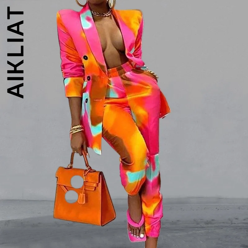 

Aikliat Women Set New Blazer + Pants Sets Two Piece Pant Suits OL Single Breasted Jacket Two Piece Set Female Women's Warm Suit