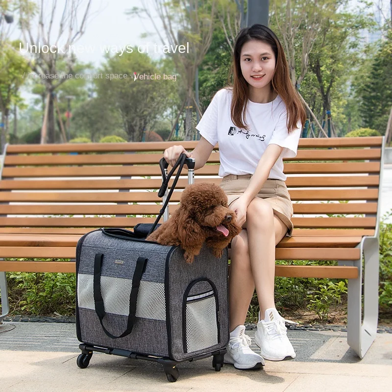 Pet Multi-Functional out Trolley Bag Detachable Trolley Case out Portable Foldable Pet Bag