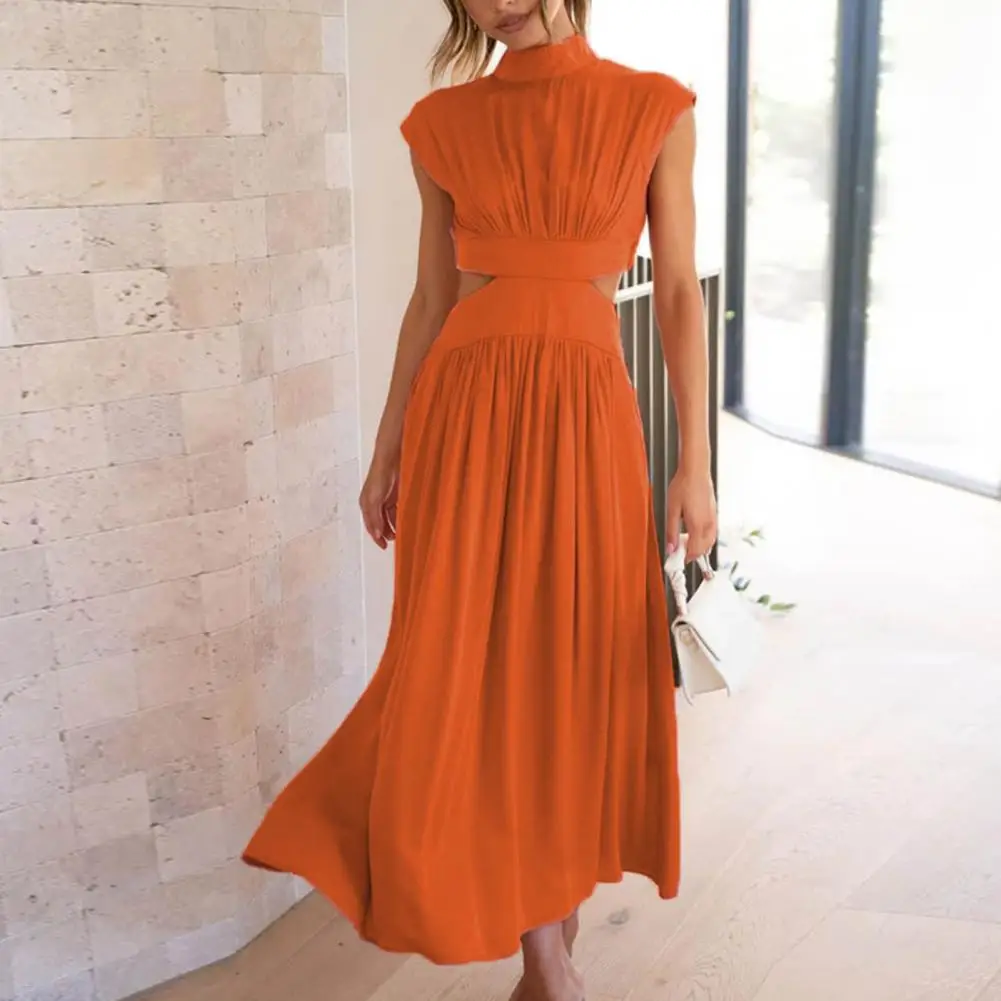 

Women Spring Summer Long Maxi Dress Solid Color Fashion Sleeveless Backless Sweet Elegant Casual Dress 2023