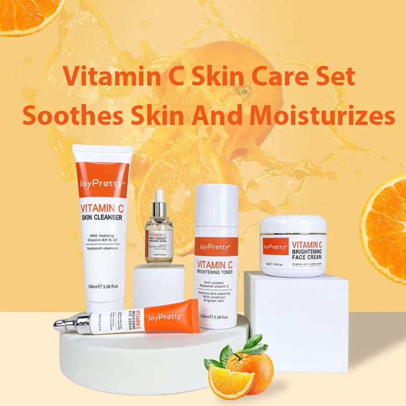 

JoyPretty Vitamin C Cream/Eye Cream/Lotion/Essence/Facial Cleanser Brightening Box Hydrating Moisturizing Facial Skin Care Set