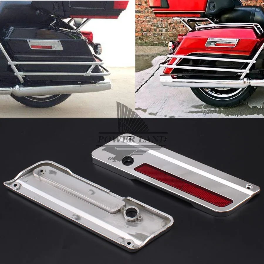 

For Harley Touring FLH/FLT Electra Glide 1993-2013 1pair ABS Chrome Saddlebag Latch Cover With Red Reflector