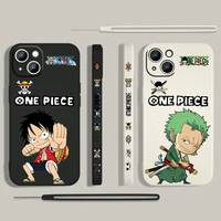 anime luffy onepiece for apple iphone 13 12 mini 11 pro xs max xr x 8 7 6s se plus liquid left rope silicone phone case