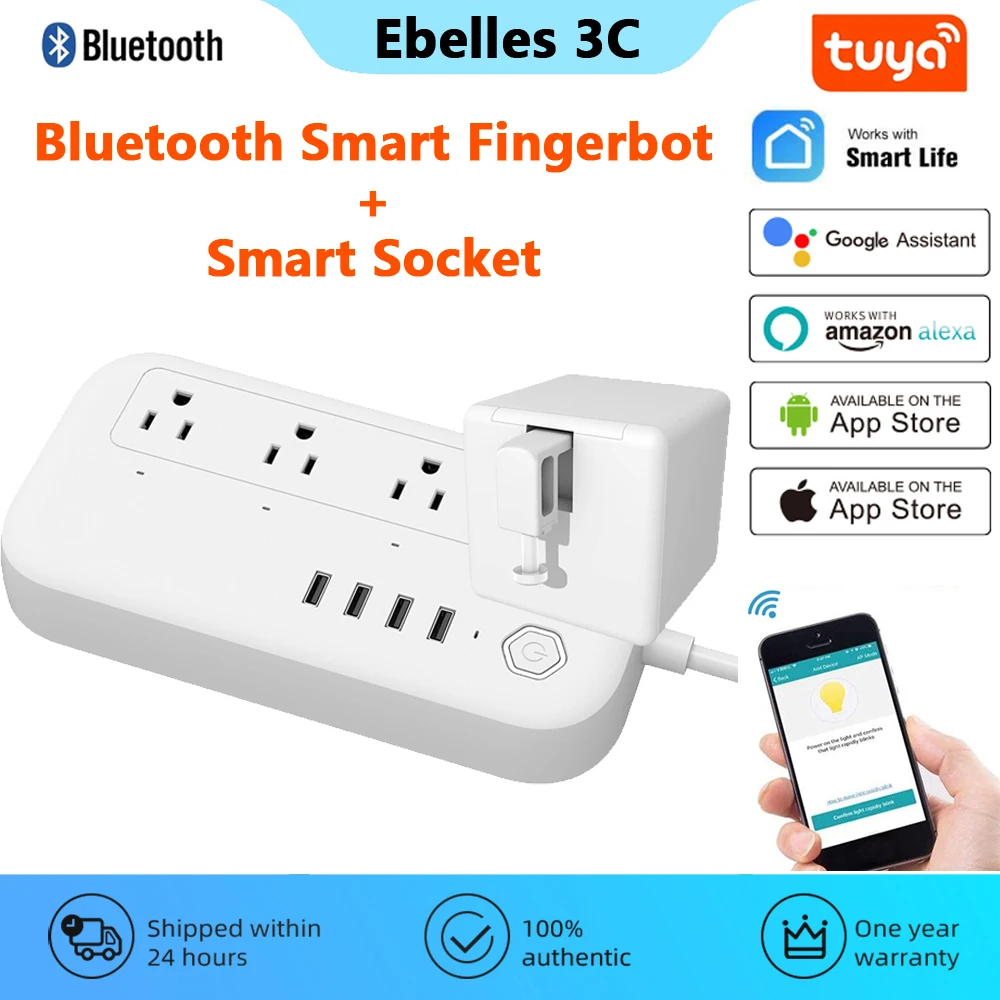 

Tuya Smart Home US Plug Socket with Bluetooth Fingerbot Intelligent Linkage WiFi Electrical Outlets Smart Life Voice Control