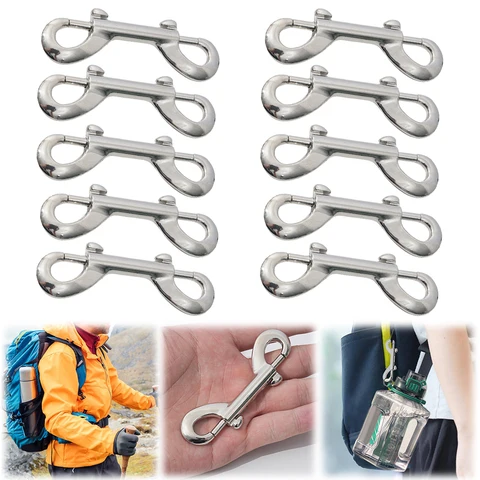 10pcs Scuba Diving Double End Bolt Snap Hook Clips 316 Stainless Steel Trigger Snaps Metal Clips B-Shape Spring Hook