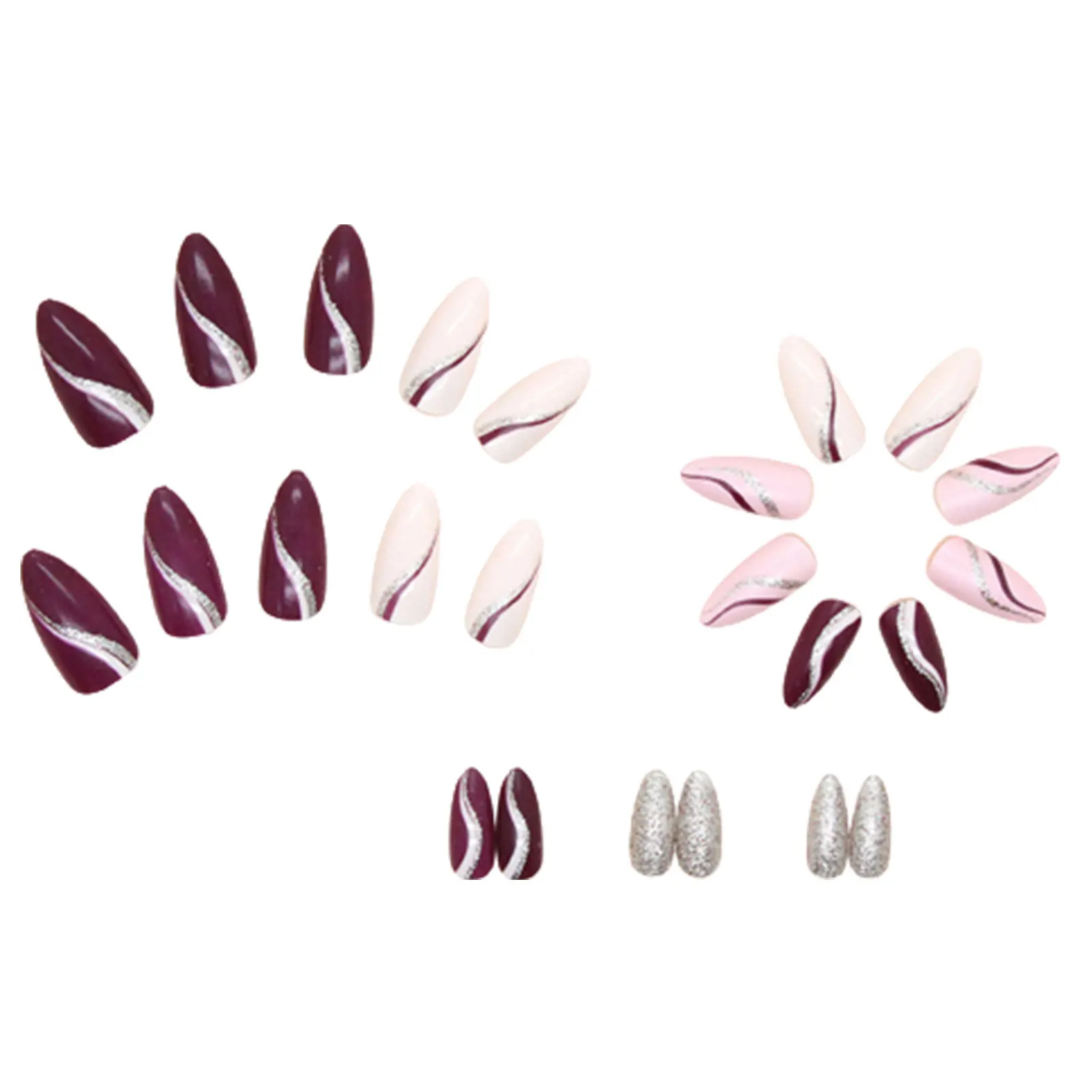 

Винно-красные накладные ногти для женщин, супер подходят для настоящих ногтей для свадьбы, свидания, послеобеденного чая