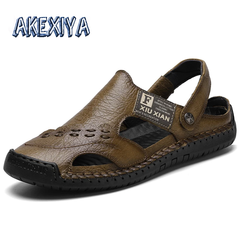 

New Men's Sandals Summer Leather Sandals Men Outdoor Casual Lightweight Beach Sandals Dropship Fashion Rome Men Shoes Sneakers