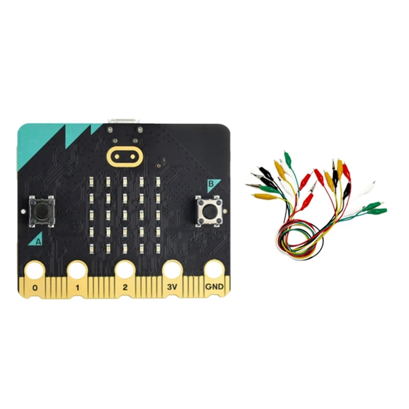 

Макетная плата BBC Micro:Bit V2 + Набор испытательных проводов с зажимом типа «крокодил» со встроенным динамиком и микрофоном для программировани...