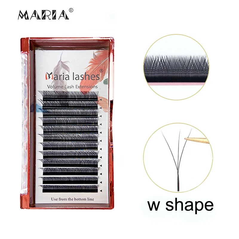 MARIA 3D W Shaped Soft Lash Extension Supplies 0.07 Brown Eyelashes Wholesale Natural Makeup Easy Fan Y Clusters Private Label