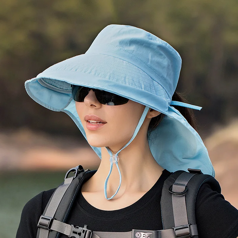 

Designer Lightweight Ponytail Hole Visor Hats Summer Bucket Hats for Women Big Brim Outdoor Eye Protection Sunscreen Cap Sun Hat