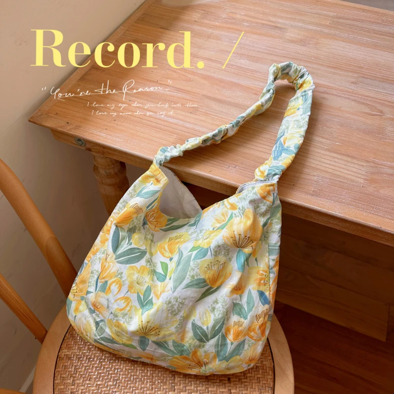 

Youda New Cotton Fabric Shoulderbag for Women Vintage Floral Crossbody Messenger Bag Large Casual Capacity Shopper Tote Bags