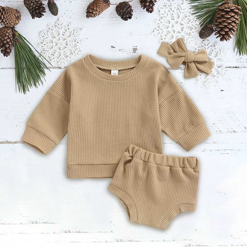 

Костюмы для новорожденных девочек 0-24 м, верх и шорты и длинные брюки, комплект одежды из ткани с длинным рукавом для весны и лета