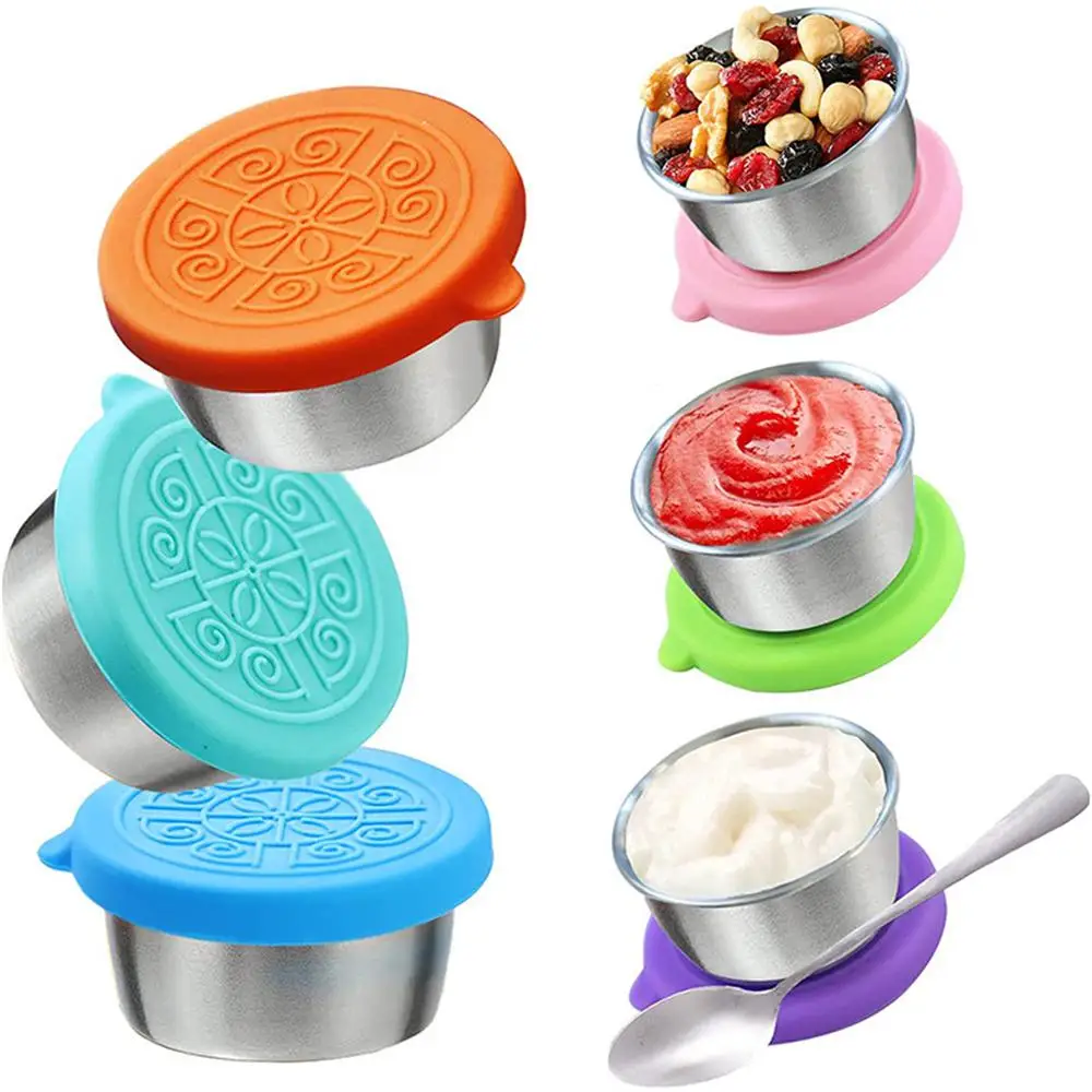 

Leak Proof Dipping Sauce Cups Salad Condiment Containers with Lids Portable Refillable Sauce Box Lunch Box Barbecue Sauce Bottle