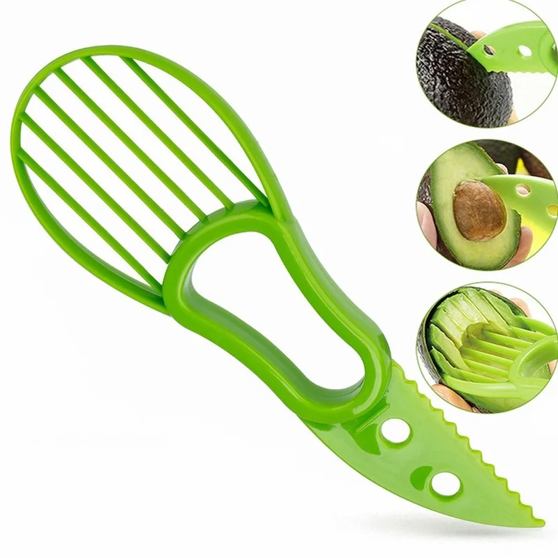 

3in1 Avocado Slicer Avocadoes Cutter Shea Corer Butter Fruit Peeler Splitter Pulp Separator Plastic Knife Kitchen Vegetable Tool