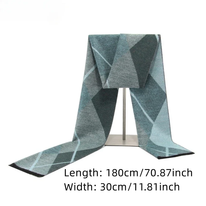 Зимний термошарф в клетку элитный деловой мужской шарф модный шарф.