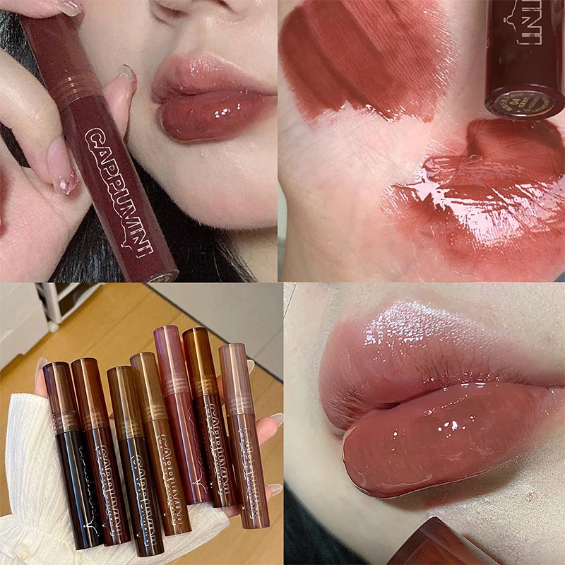 

New Lip Glaze Mirror Black Chocolate Lipstick Lip Gloss Liquid Punk Dark Brown Beauty Long Lasting Moisturizing Galaxy Gray