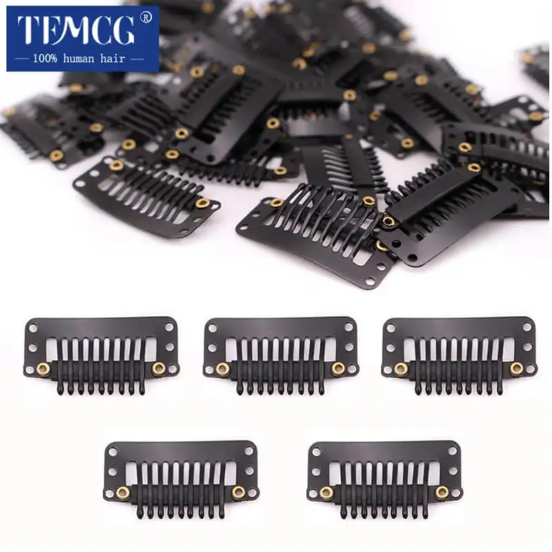 

20 pieces Wig Clips Combs Hair Extension Snap Clips Black U-Shape BB Clips for Weave Toupee Hair 9 Teeth