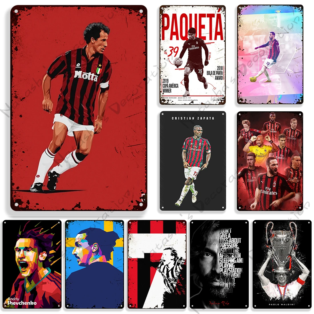 A.C. Миланский металлический знак футбольный постер футбол декоративная
