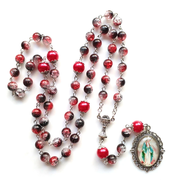 

Christian Retro Cross Decorated Mary Blessing Rosary Prayer Necklace amulet Religious Jewelry Cross Necklace Jewelry 667A