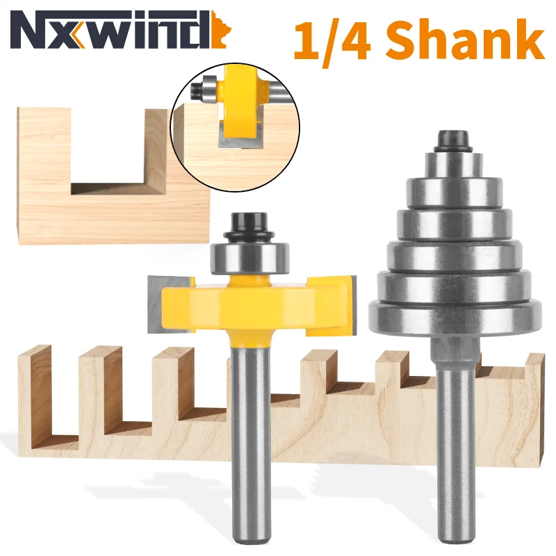 

NXWIND T Type Sloting Bit Rabbeting With 6 Bearing Sets Router Bit Woodworking Milling Cutter For Wood Bit Face Mill