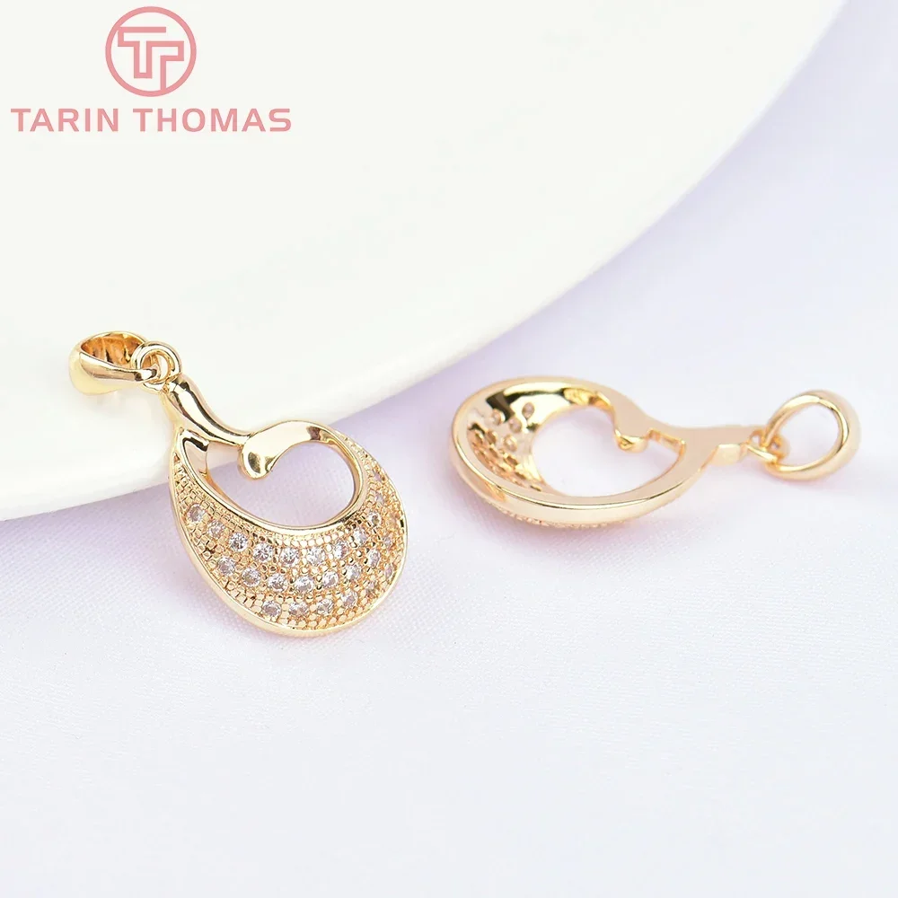 (5768) 2 шт. 12x16 мм 24 К золотого цвета латунь с цирконом подвески в виде капель воды