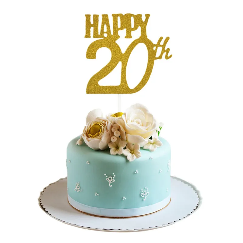 1 шт. Золотой Топпер для торта на день рождения Happy 40/50/60 бумажные принадлежности