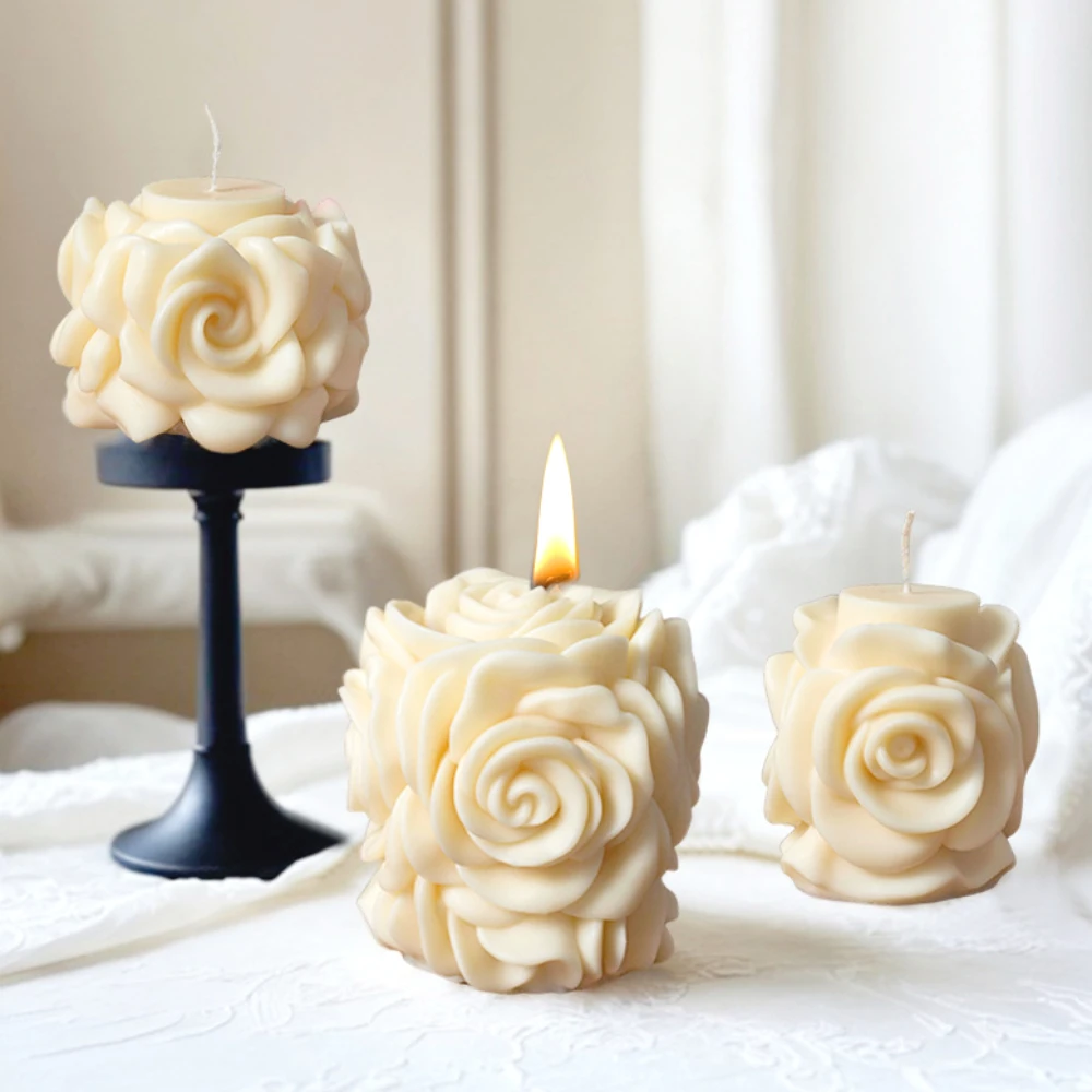 Многоразмерная форма для розовой колонны свечей цветов цилиндра мыла