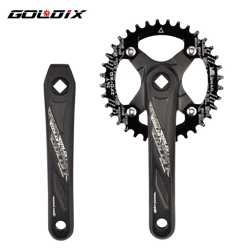 

GOLDIX RIRO Bicycle Crankset 104BCD Mountain Bike Square Hole Crank Aluminum Alloy Crank 170/175mm Black 32T 34T 36T 38T 40T 42T