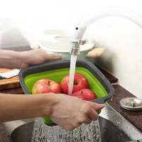 silicone foldable drain basket colander fruit vegetable washing basket strainer collapsible drainer handle kitchen storage tools