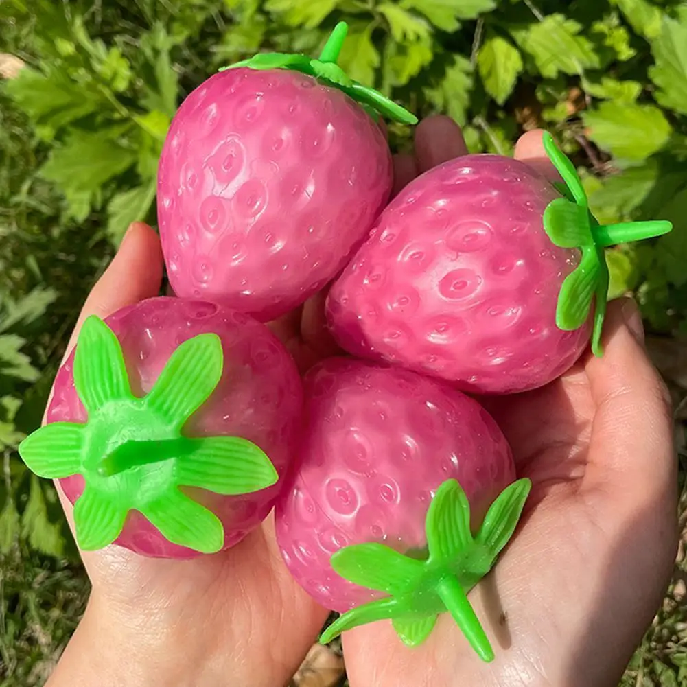 

Simulated Color-changing Strawberry Squishy Fruit Hand Anti-stress Squeeze Ball Decompression Toys For Children Sensory Aut K9M7