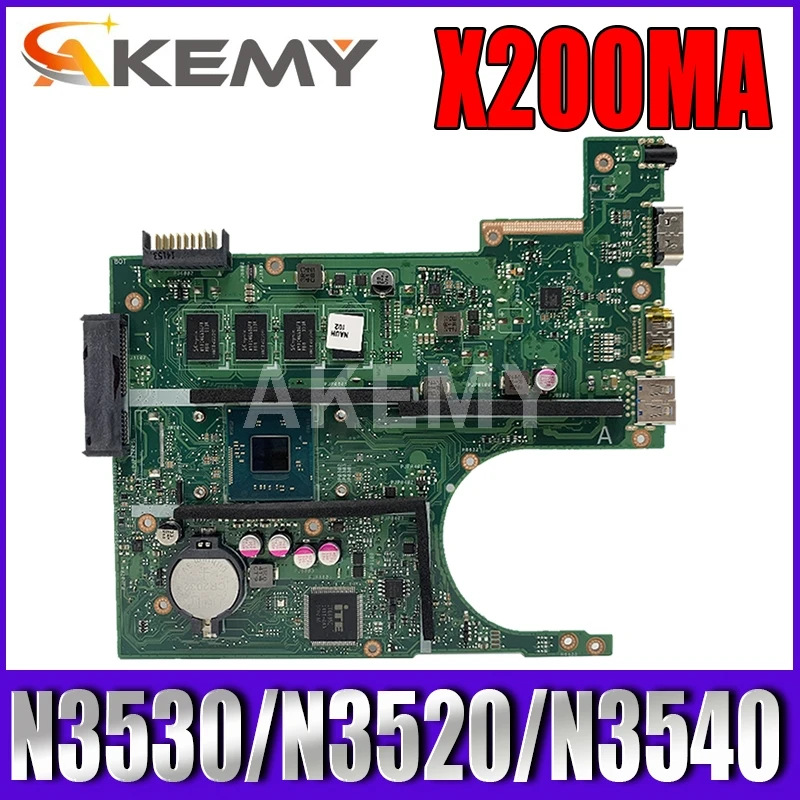 

Akemy New! X200MA motherboard REV2.1 For ASUS F200MA X200MA X200M Laptop Motherboard N3530/N3520/N3540 2GB/4GB MEMORY