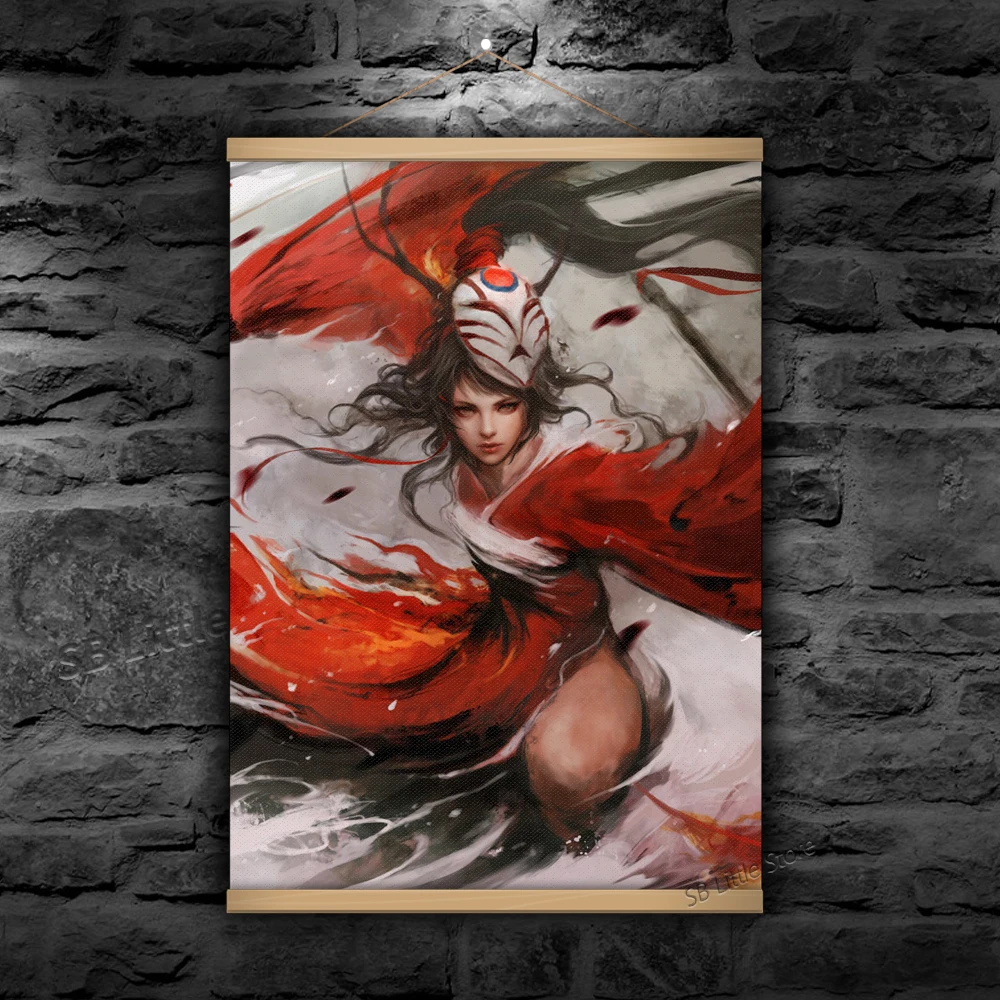 Akali Character  Ninja League Of Legends LOL Video Game Canvas Painting Arcane Poster  Animation Tapestry Design Creativity