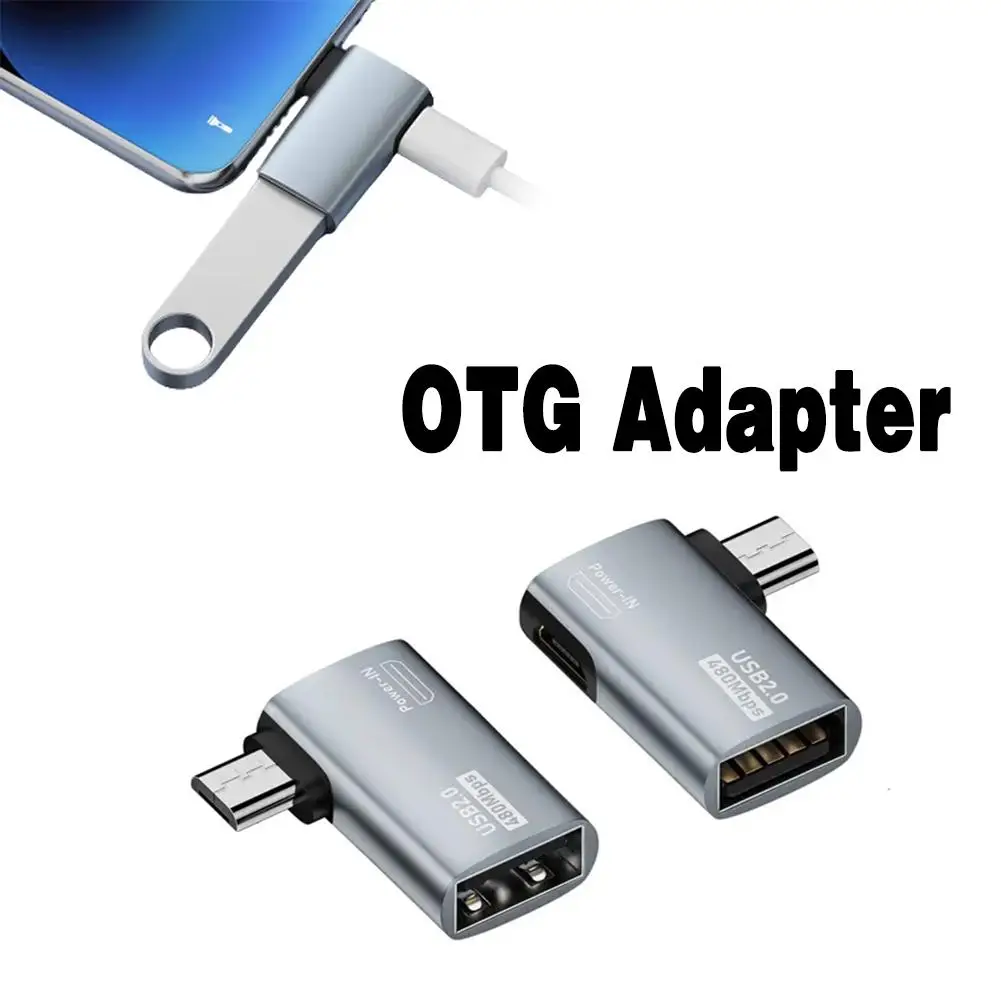 Кабель-адаптер 4K 90 градусов левый/правый угол питание от микро USB к OTG