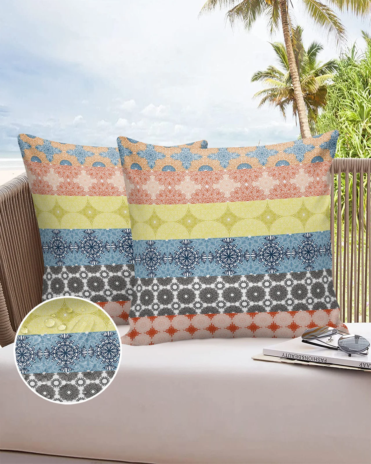 

Bohemian Ethnic Color Waterproof Pillow Cover Home Office Decoration Pillow Case Chair Sofa Cushion Cover