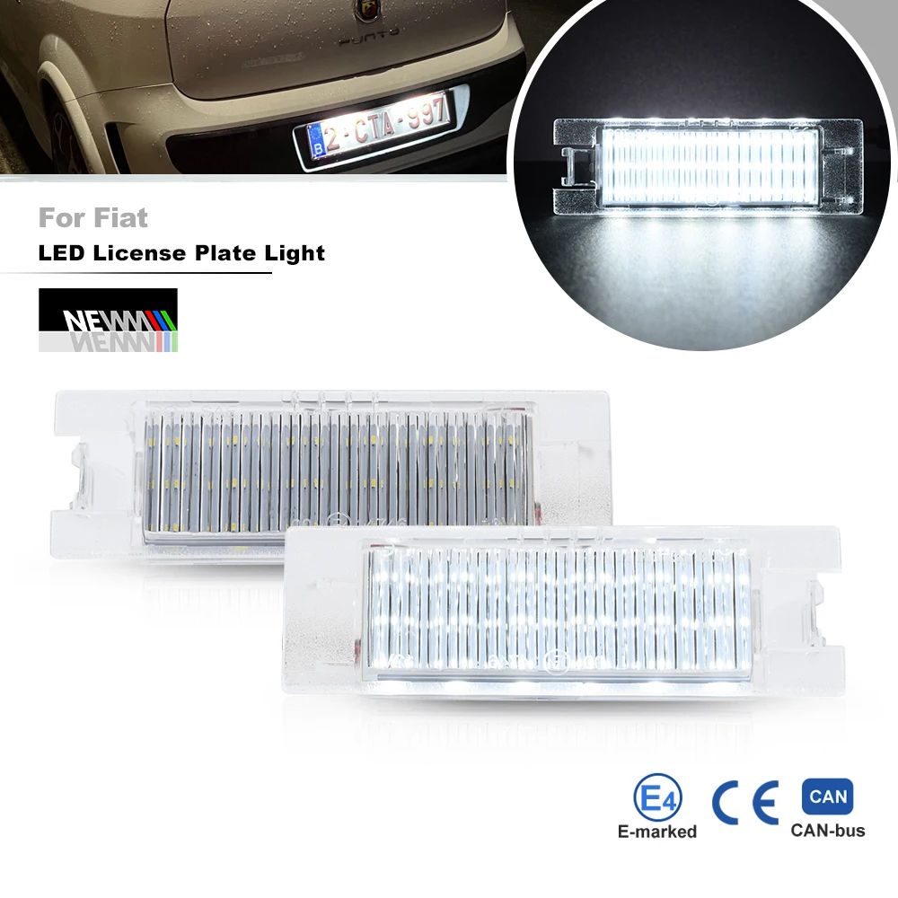 2x Error Free Led License Plate Light For Fiat Grande Punto Evo Brava Bravo 500L Doblo Linea Marea Corma Multipla Auto Tail Lamp